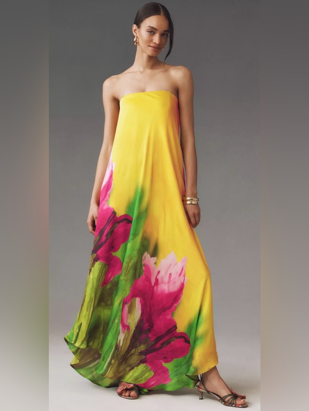 Sisters x Anthropologie Peony Strapless Maxi Dress
